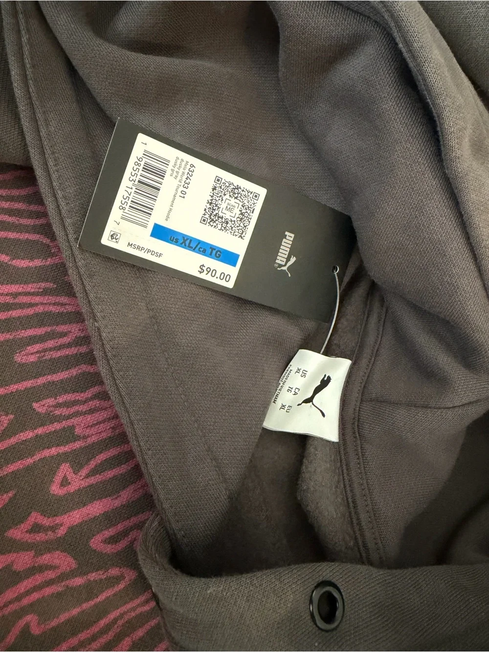 Puma Black Hoodie with Pink Skull Graphic